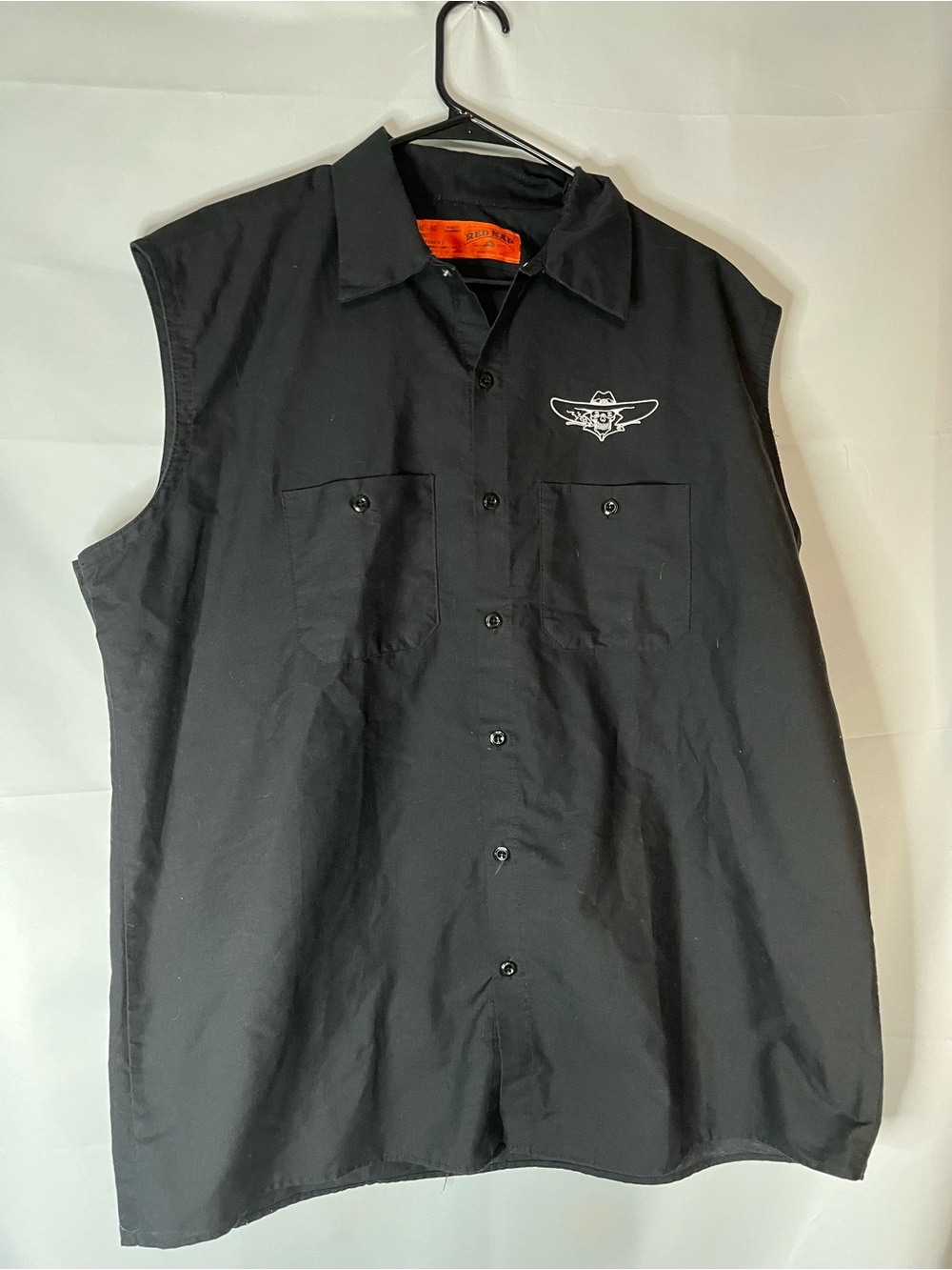 Red Kap Men’s Sleeveless Black Button-Down Shirt with Bone Daddy  Logo